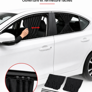 Rideaux automobiles universels sur rails – Kit 4 portes