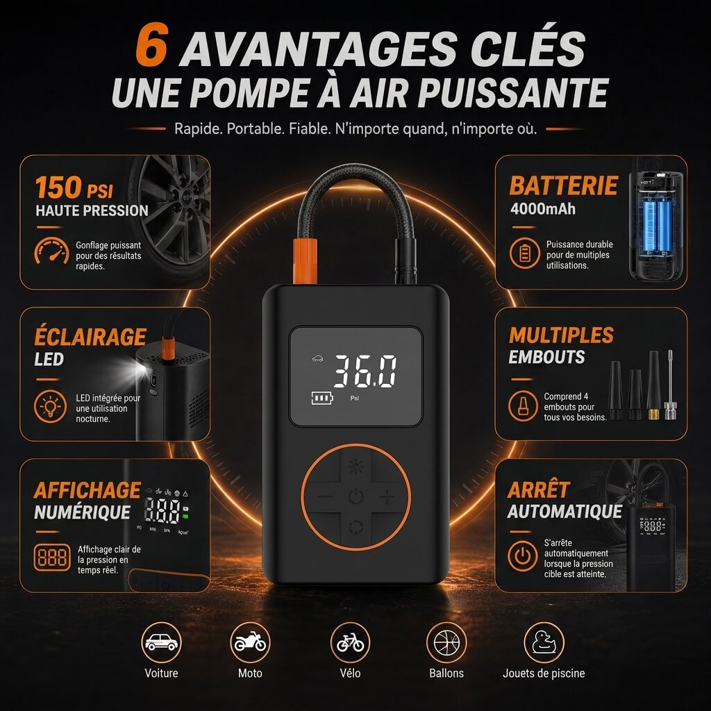 Compresseur de pneus numérique portable CZK‑5646